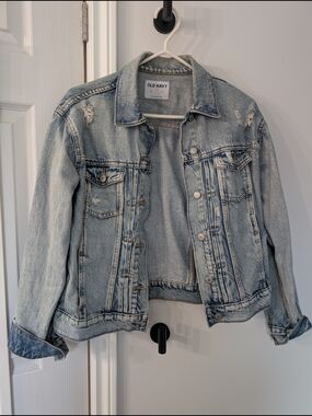 Old Navy Light Blue Distressed Denim Trucker Jacket